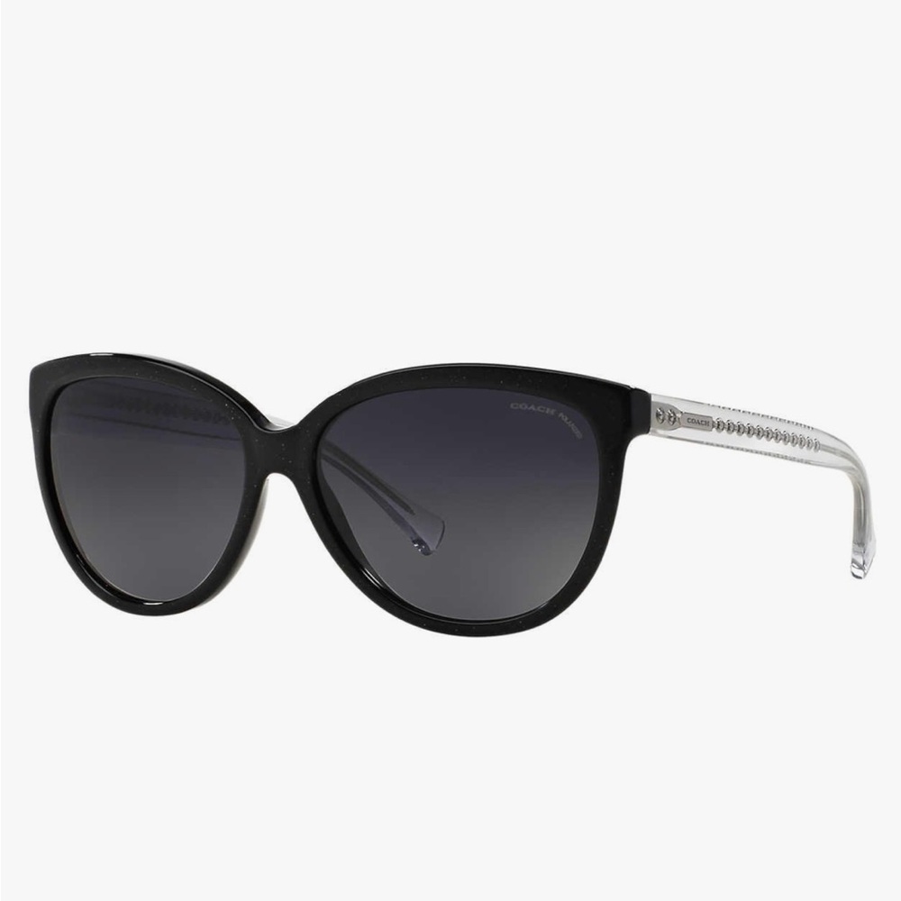 Coach Sunglasses 5327T3 Black Glitter/Crystal w Gray Gradient Polar 57mm